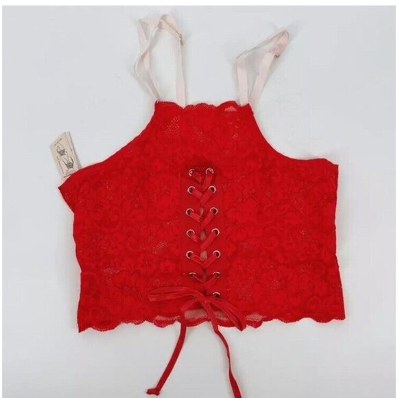 We are HAH by Free People Top 2 Bottom Cami | Size Large Blood Orange Red NEW A1 - Picture 7 of 10